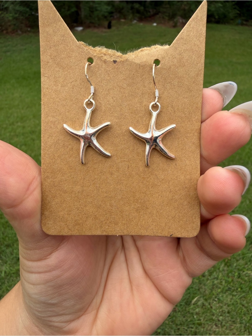 925 Sterling Silver Starfish Dangle Earrings